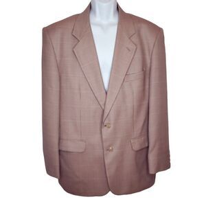 Vintage Mario Desutti Pink Taupe Brown Blazer Sport Coat Sz L Blue Stripe